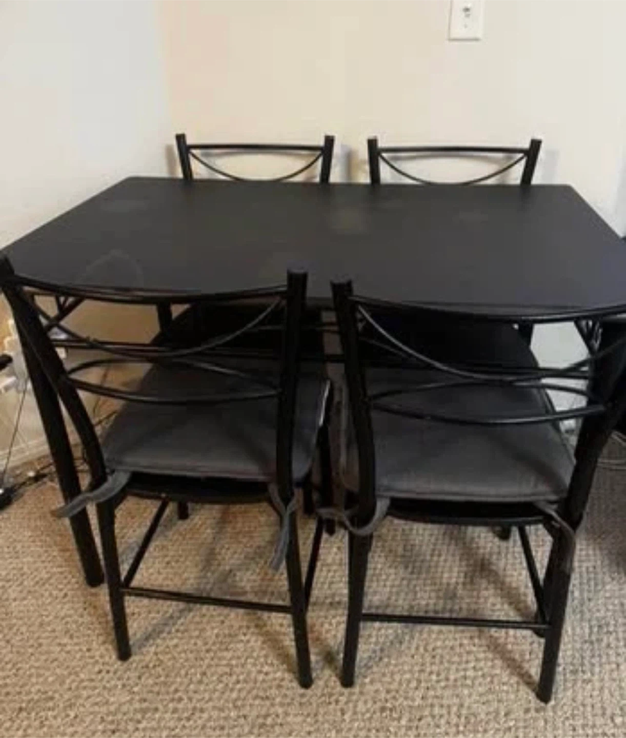 Black Dining Table with 4 Chairs
