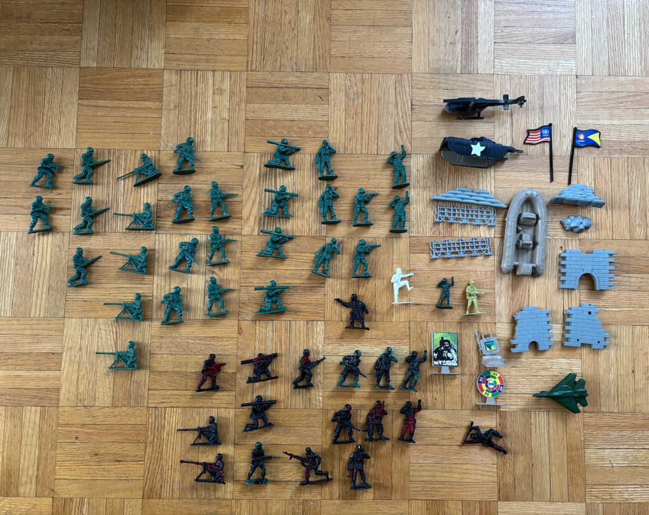 Large Collection of Plastic Army Soldiers and Accessories