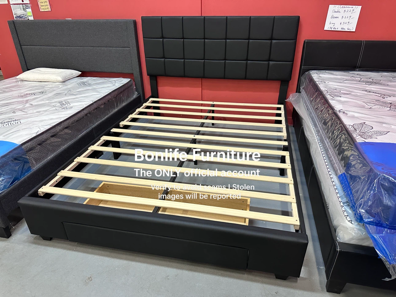 Queen storage bed frame