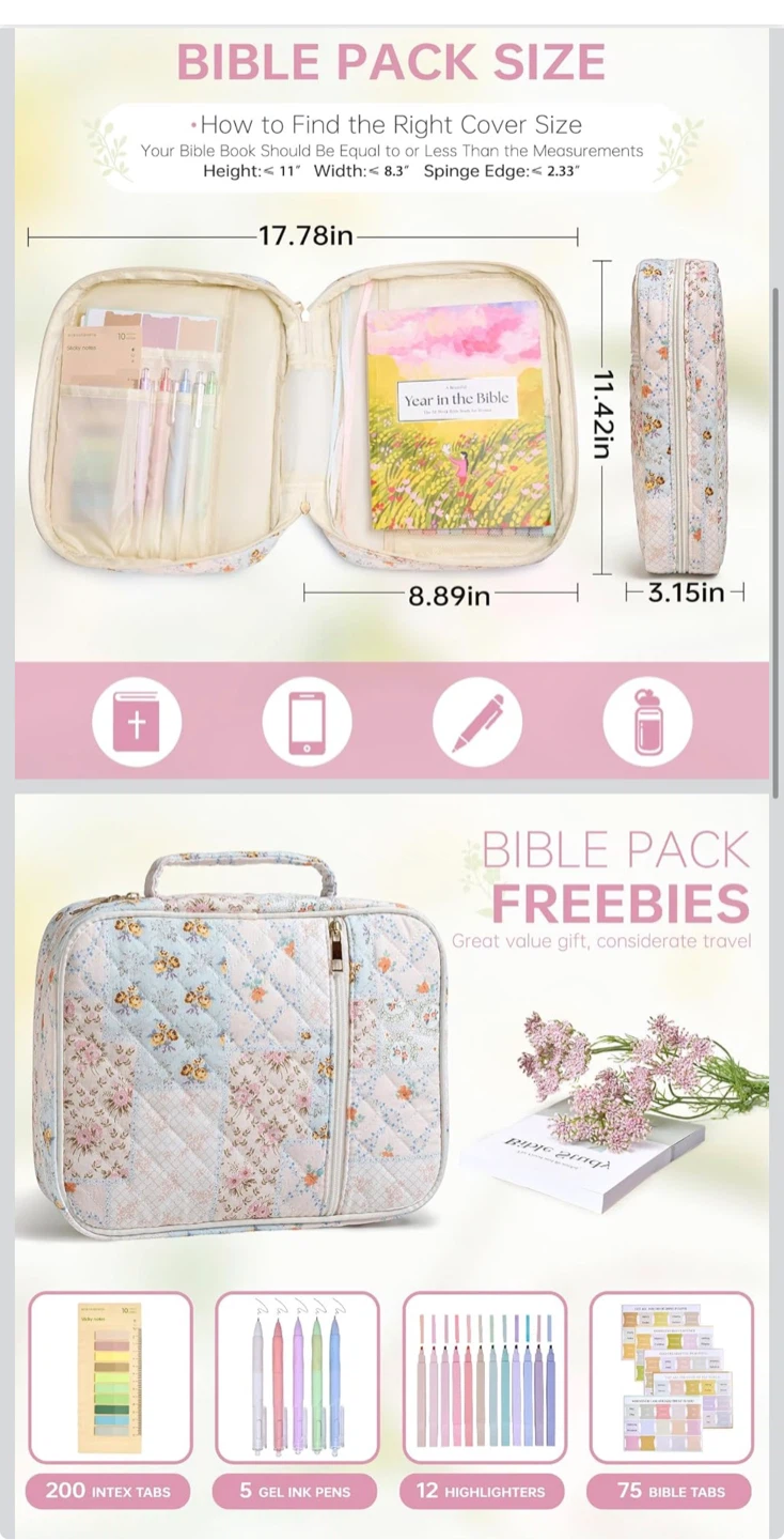 Large Floral Bible Cover Case Organizer - photo 2