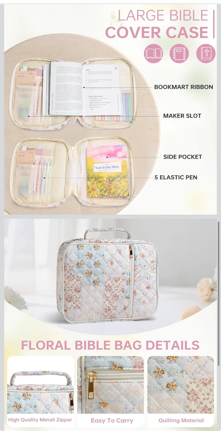 Large Floral Bible Cover Case Organizer - photo 3