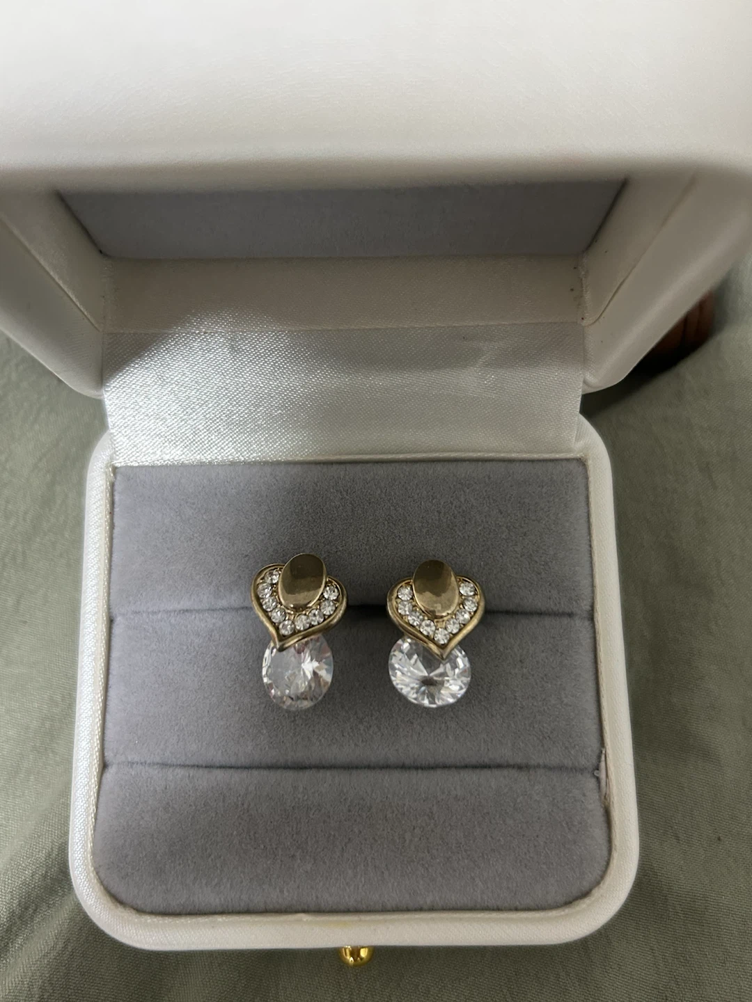 Gold-tone Heart Crystal Earrings