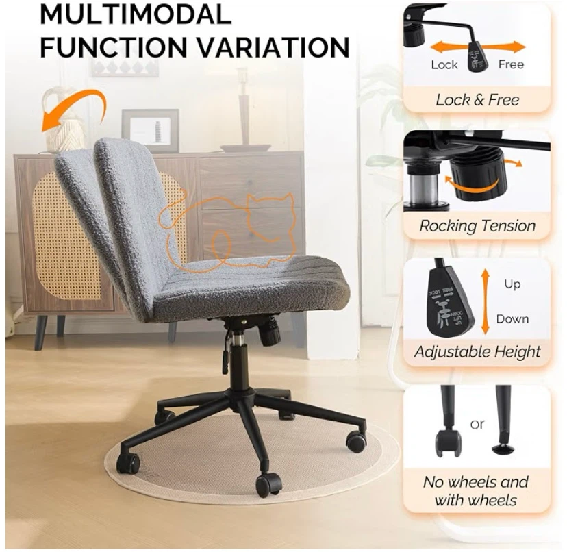 New Criss Cross Legged Wide Comfy Desk Office / Vanity Chair - photo 4