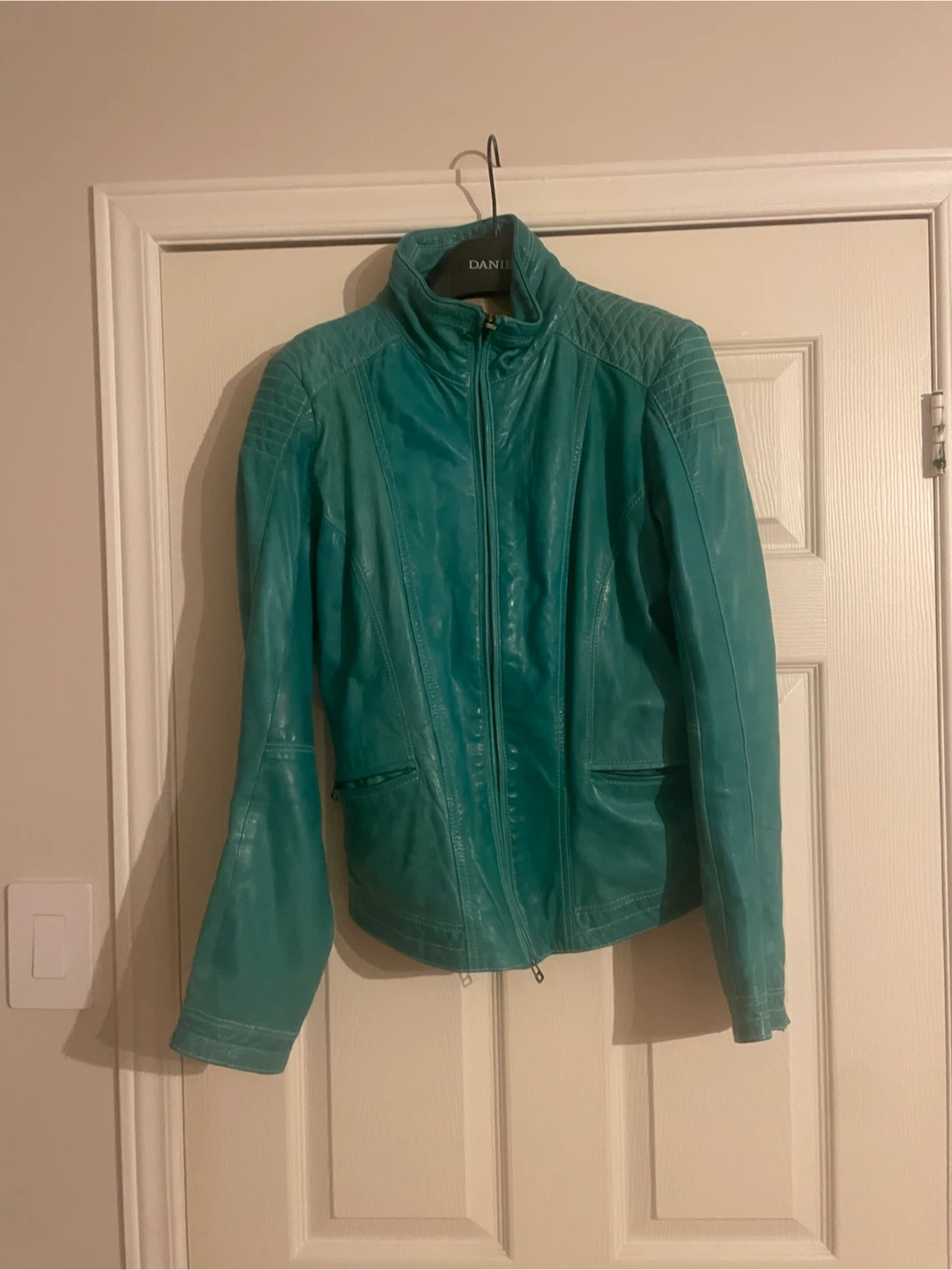 Danier Teal Leather Jacket size small