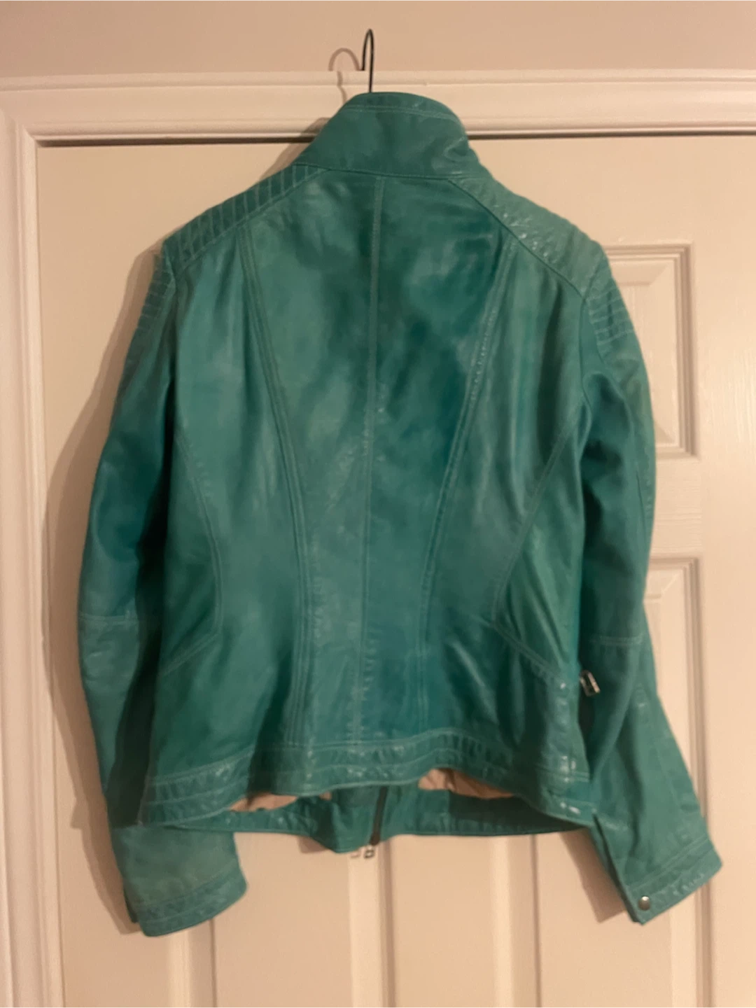 Danier Teal Leather Jacket size small - photo 2