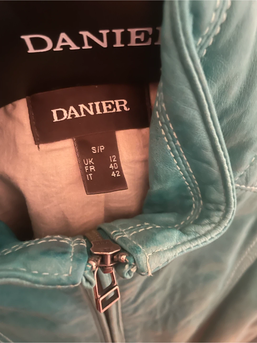 Danier Teal Leather Jacket size small - photo 3