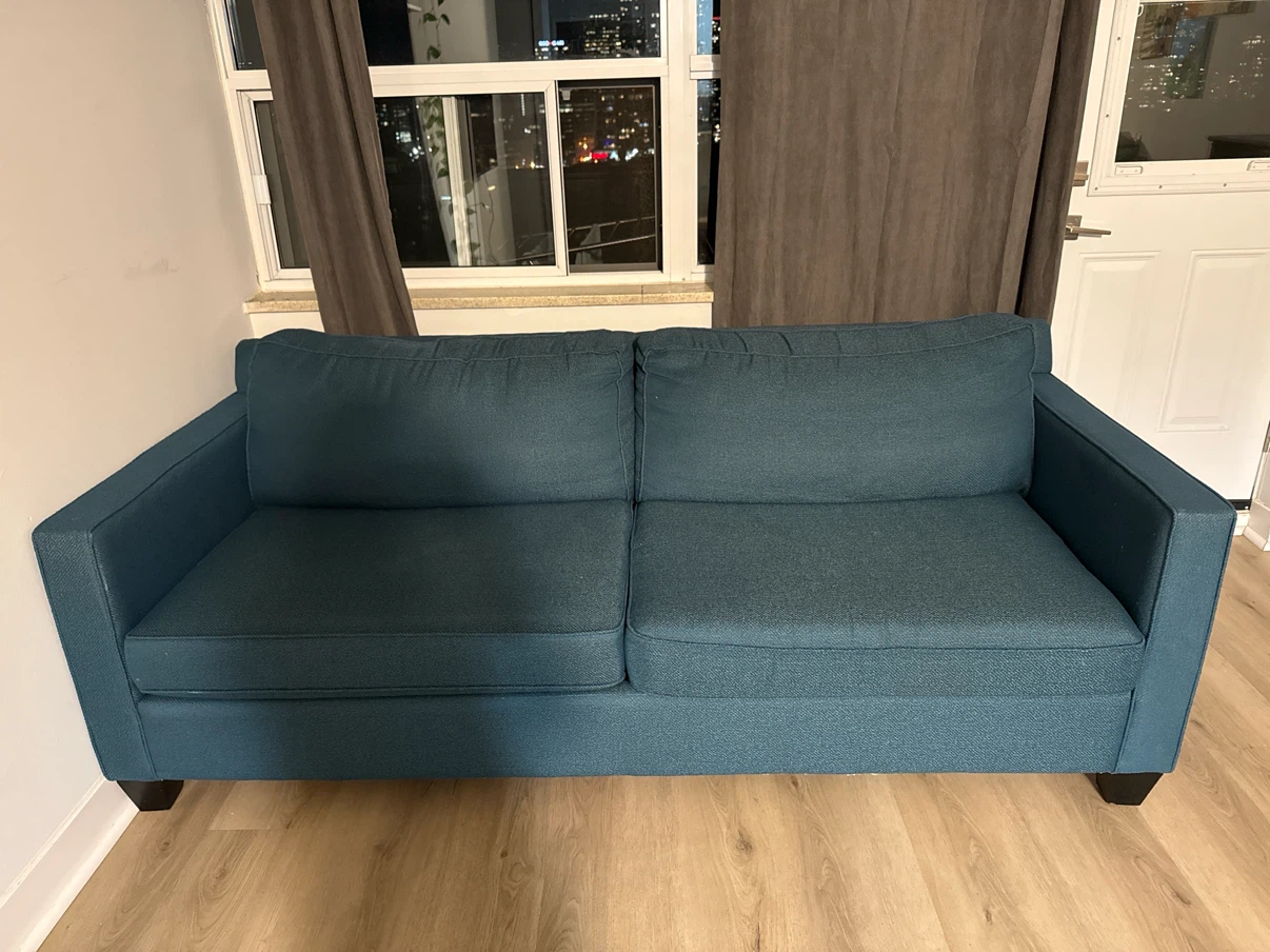 Teal Fabric Two-Seater Sofa