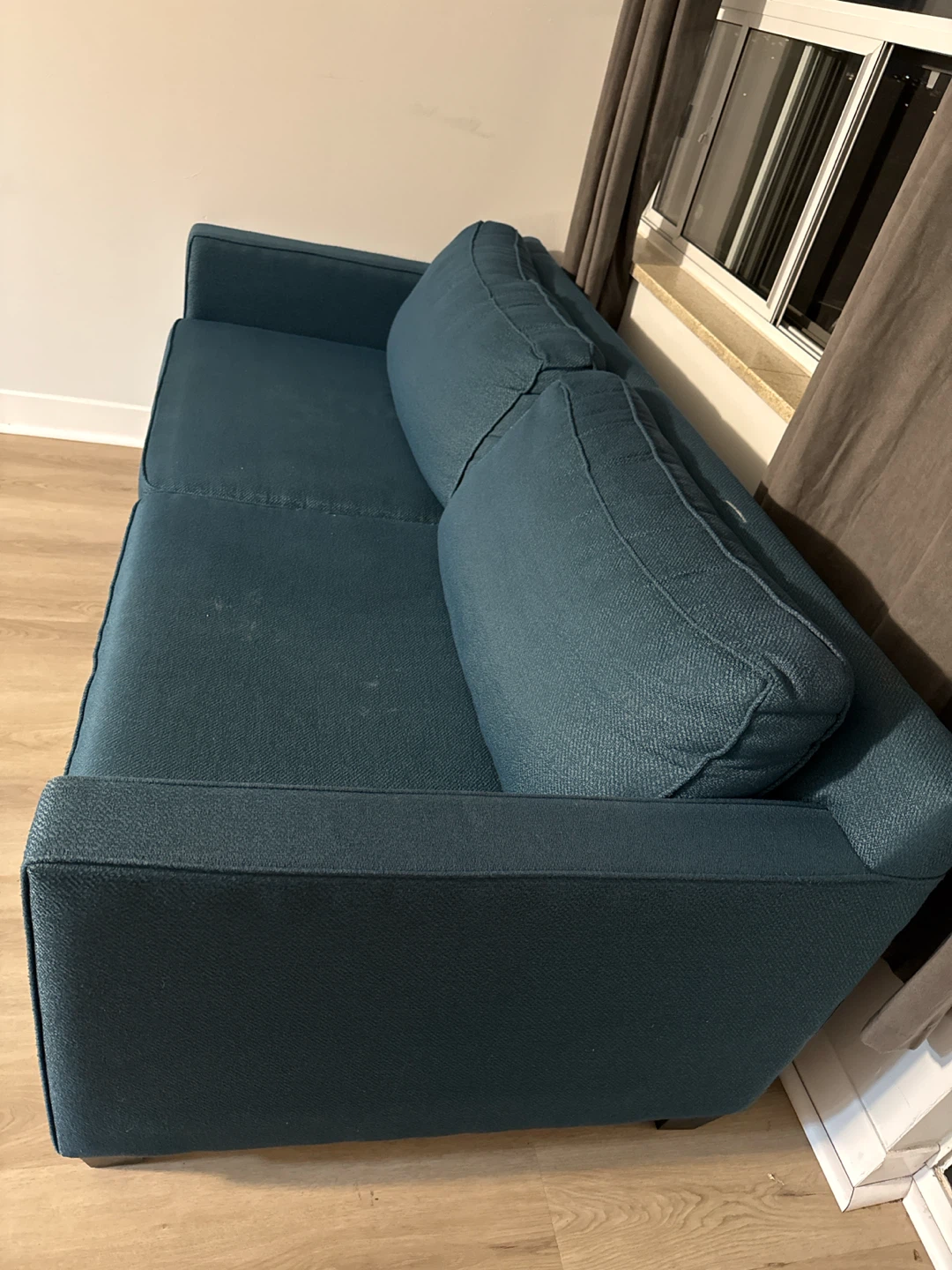 Teal Fabric Two-Seater Sofa - photo 2