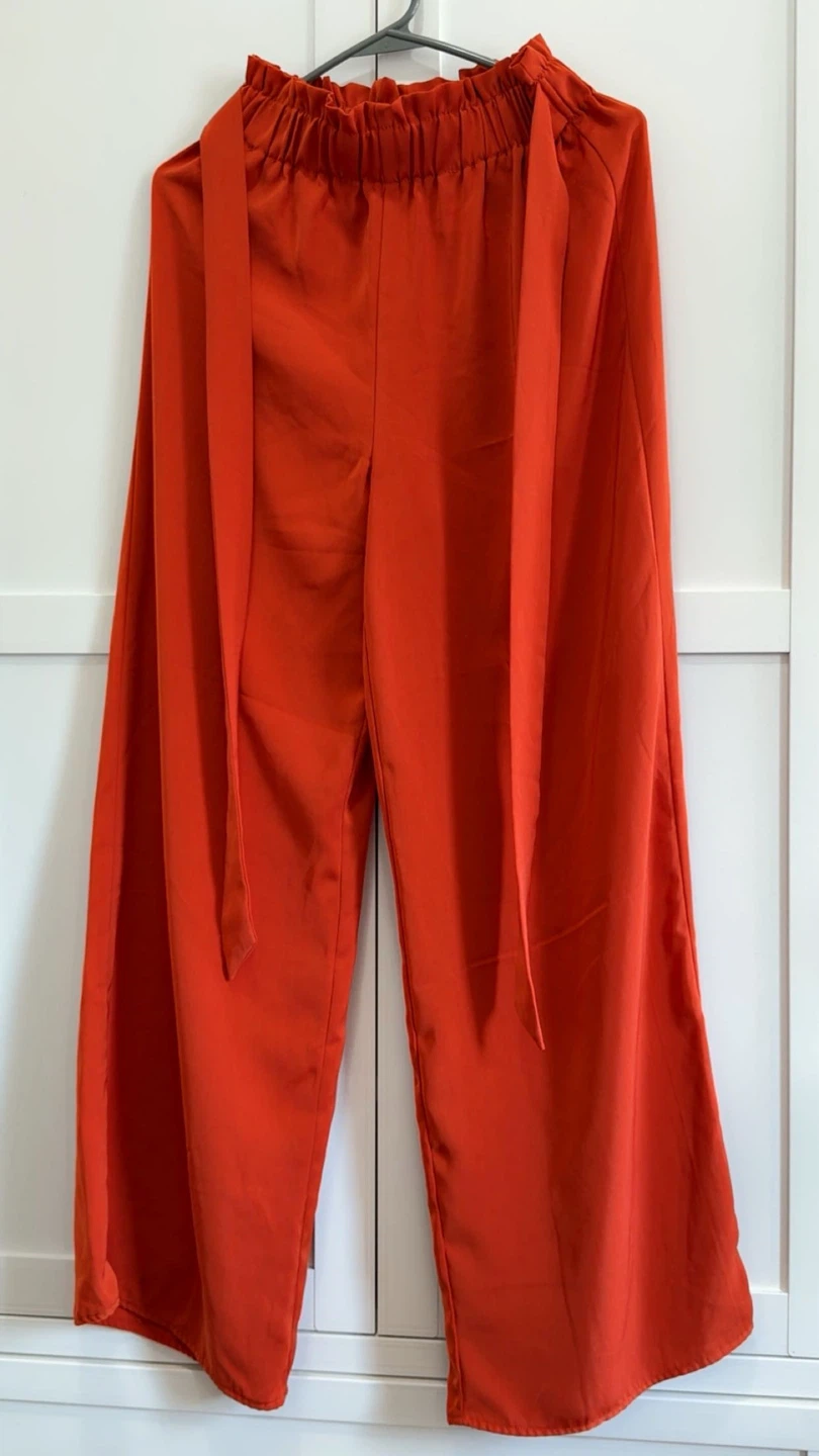 Forever 21 Orange High-Waisted Wide Leg Pants