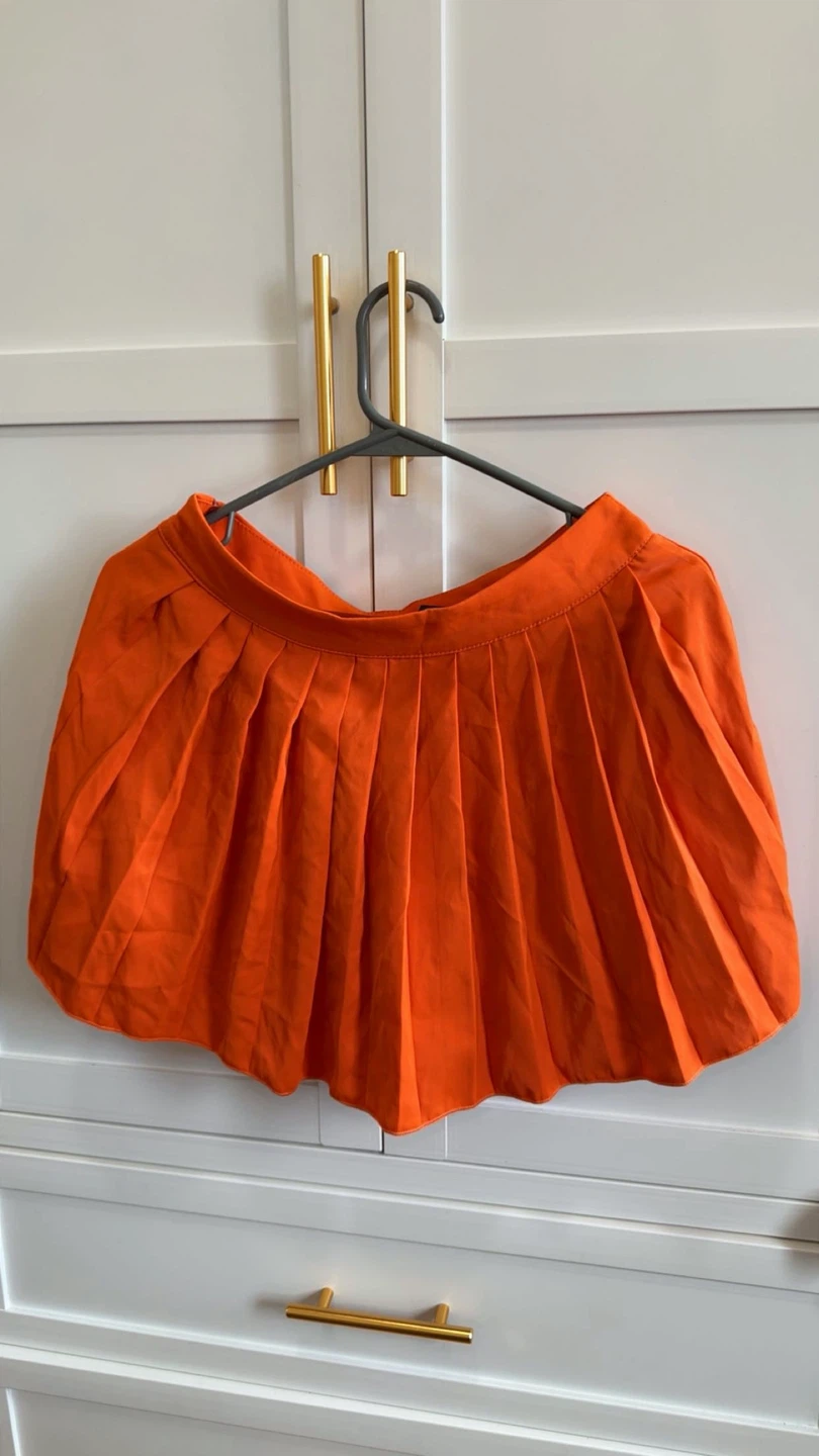 Bright Orange Pleated Skort