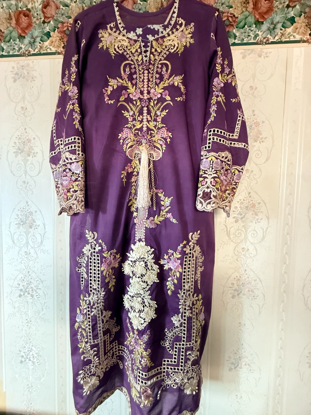 Purple Embroidered Pakistani dress