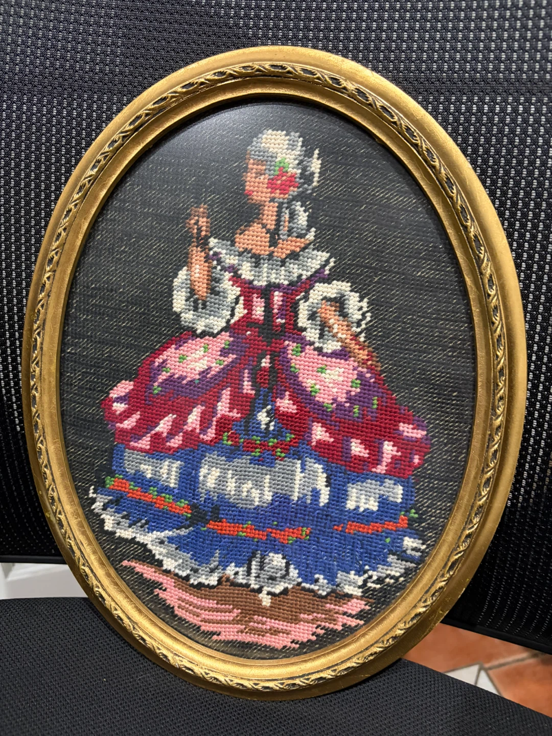 Vintage Framed Cross-Stitch Wall Art - photo 3