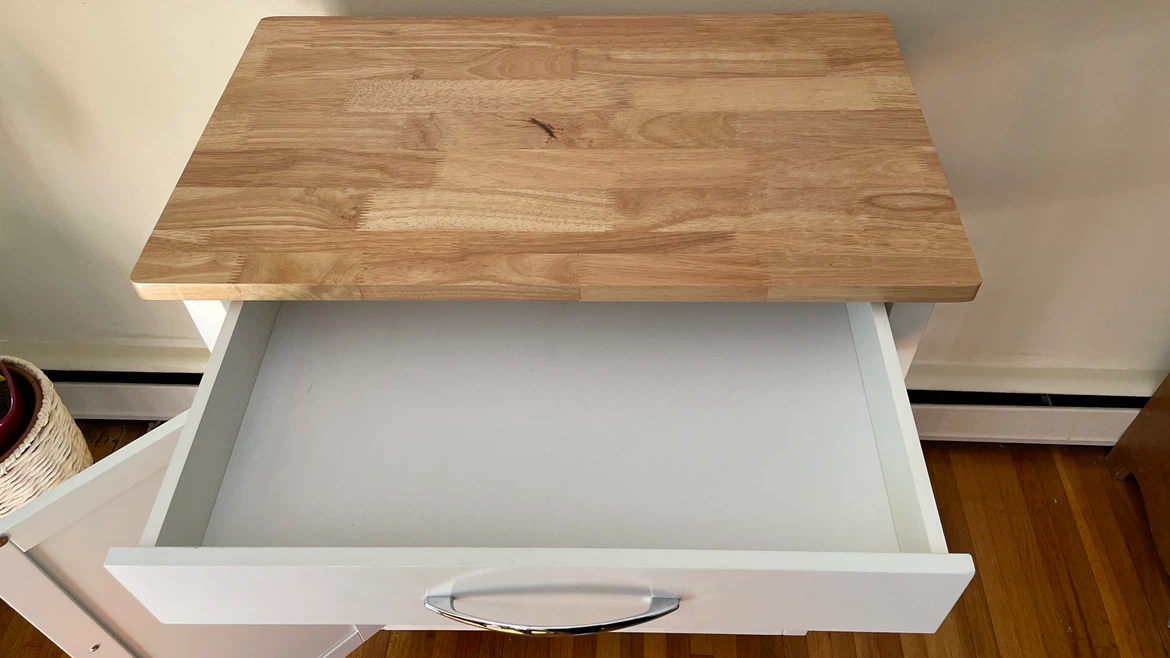 Rolling kitchen island cart with butcher block top - photo 3
