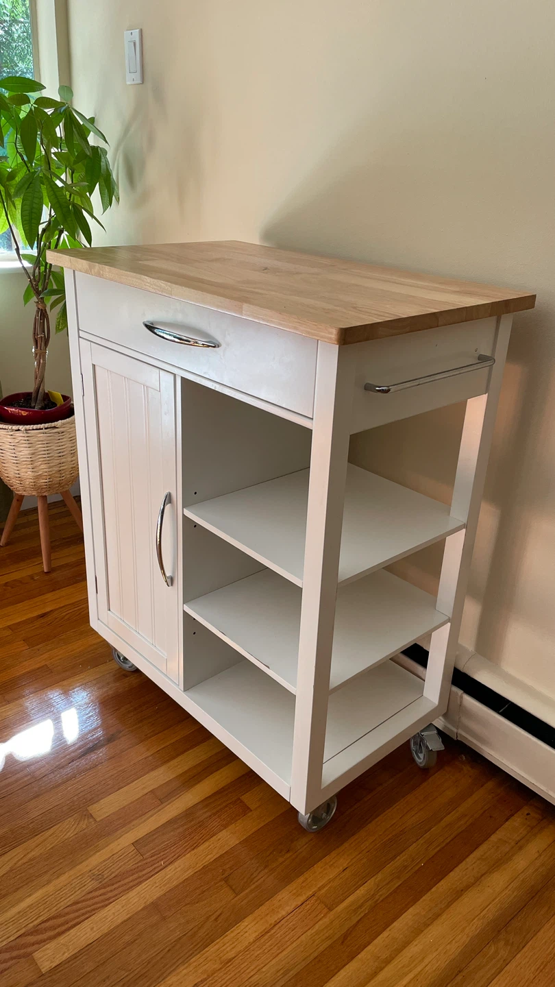 Rolling kitchen island cart with butcher block top - photo 4