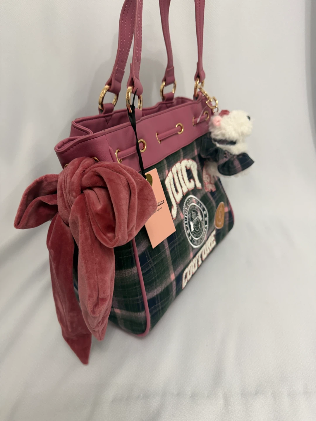 Juicy Couture Plaid Daydreamer Tote in Dark Pink - photo 2
