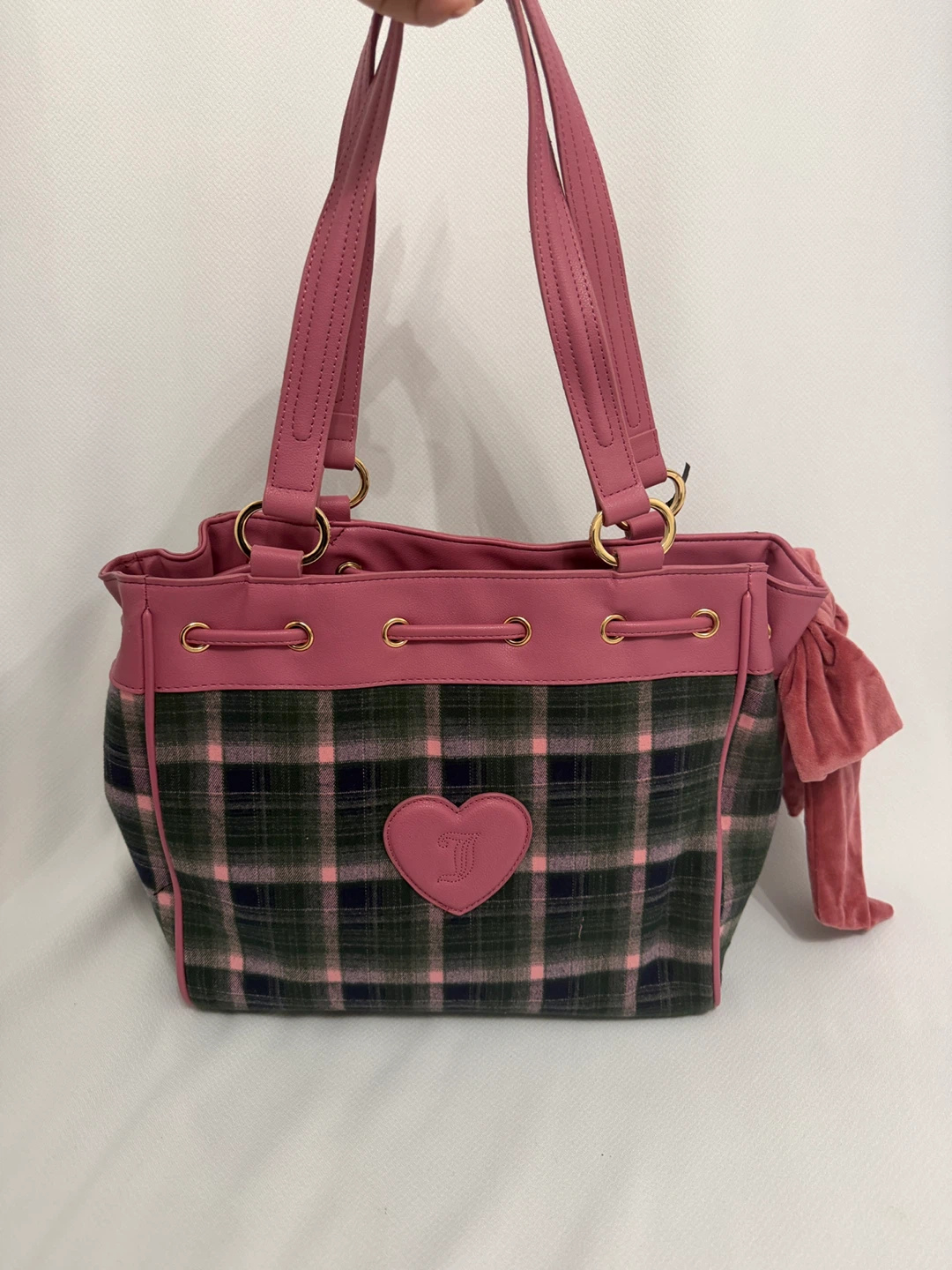 Juicy Couture Plaid Daydreamer Tote in Dark Pink - photo 3