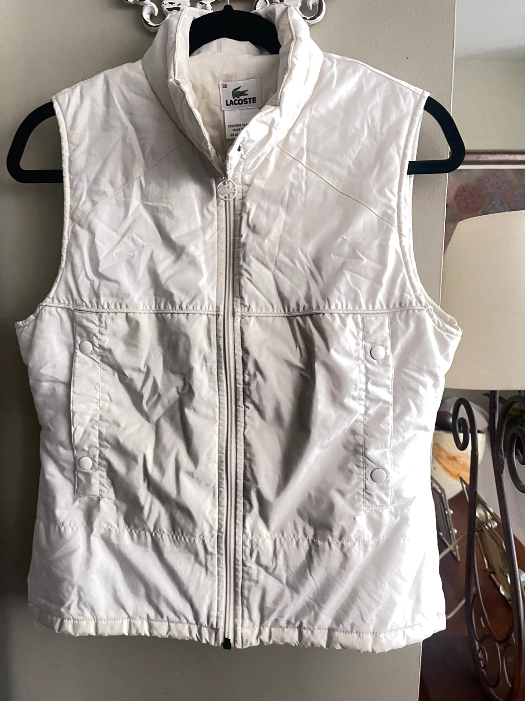 Lacoste White Puffer Vest Size small