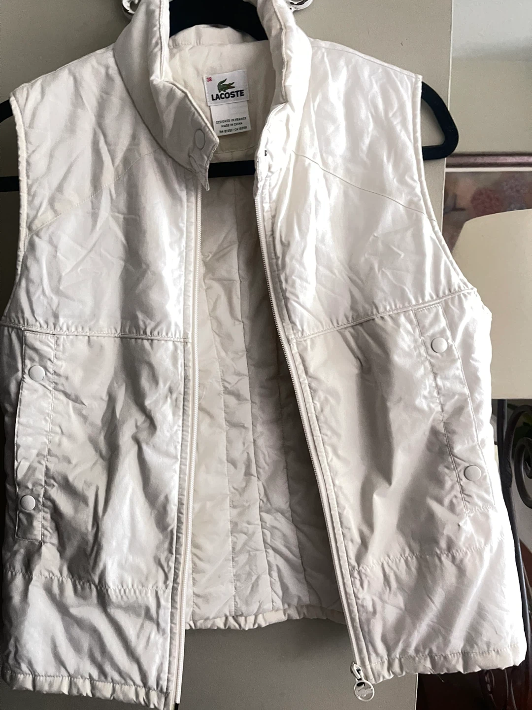 Lacoste White Puffer Vest Size small - photo 2