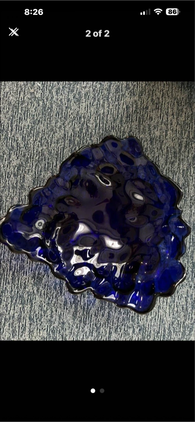 Cobalt Blue Glass Grape Dish