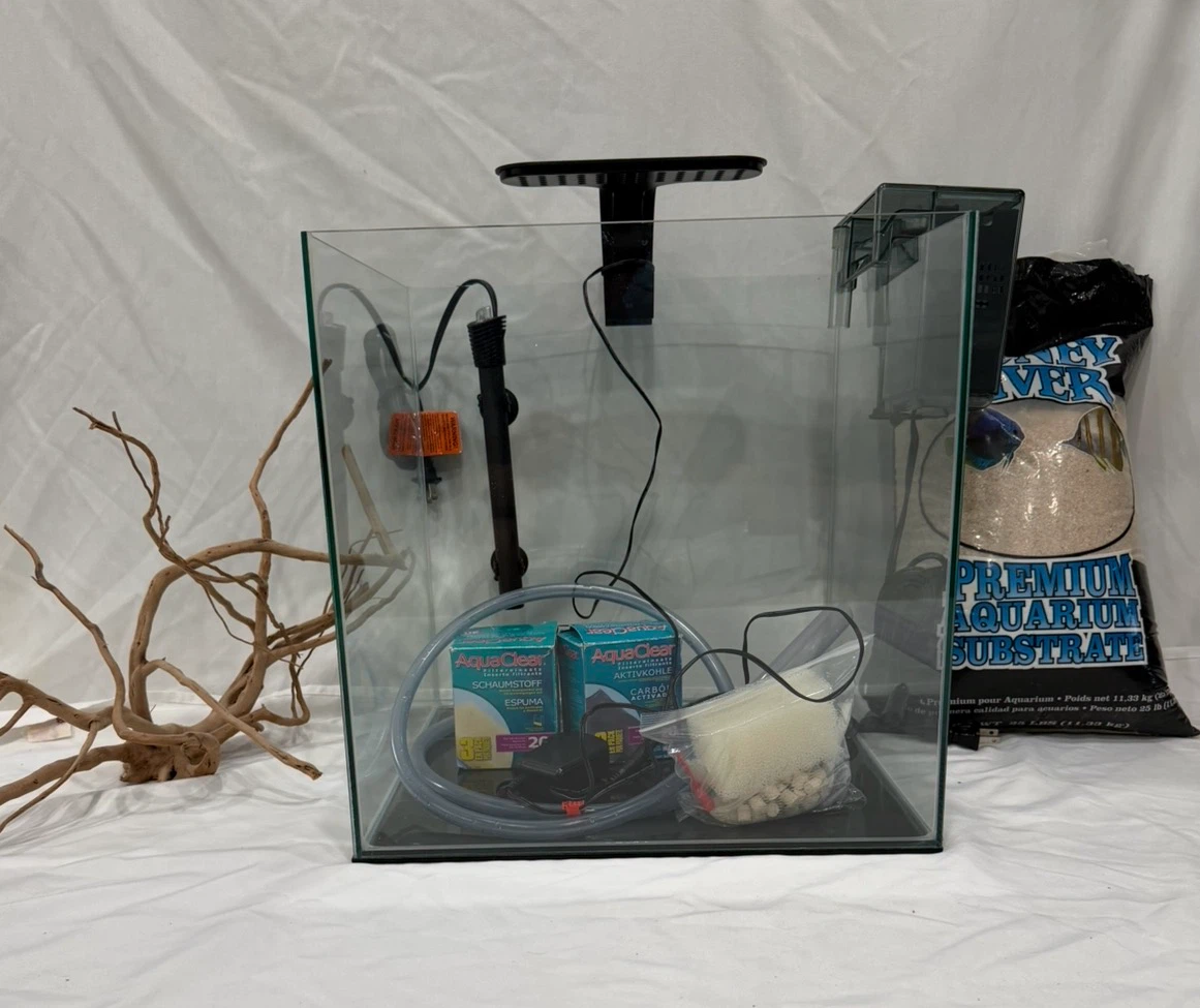 14 Gallon Rimless Aquarium Cube Kit With Accessories