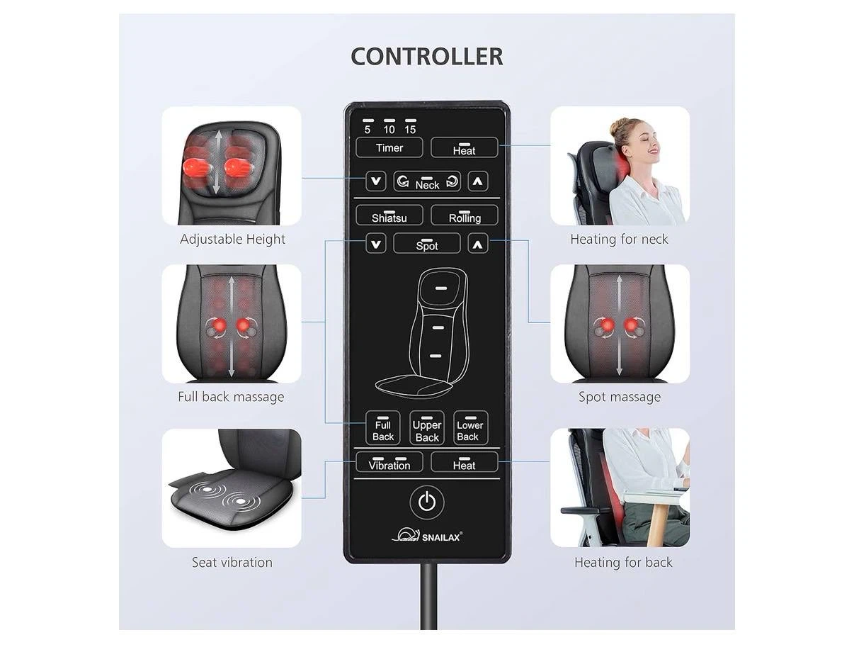 Shiatsu & Rolling Massage Seat Cushion with Heat — Like New - photo 4