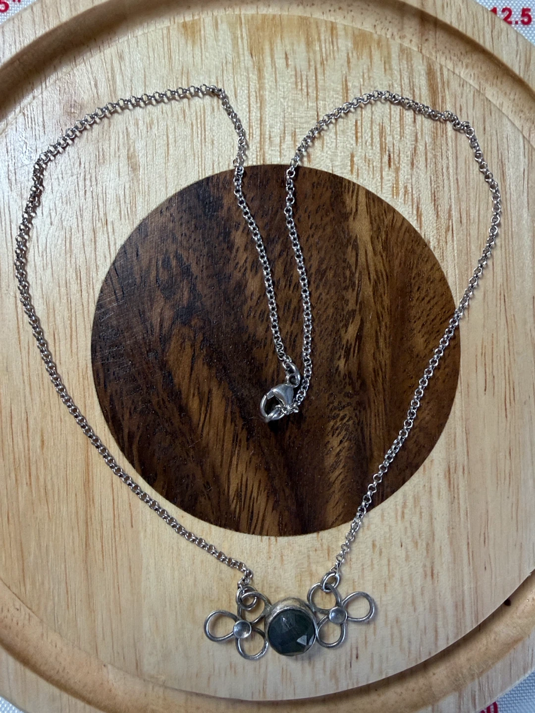Sterling Silver Labradorite Green/Blue Floral Necklace - photo 3