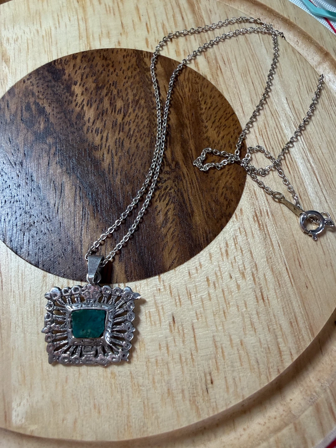 Sterling silver and turquoise pendant necklace