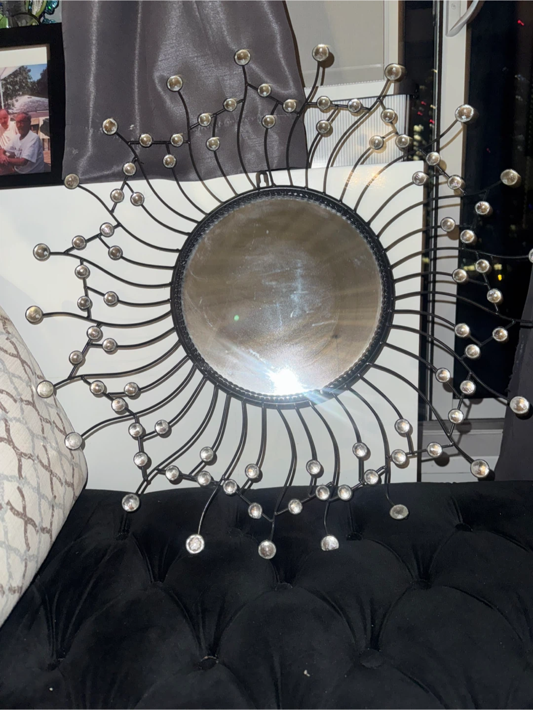 Sunburst Mirror with Crystal Accents