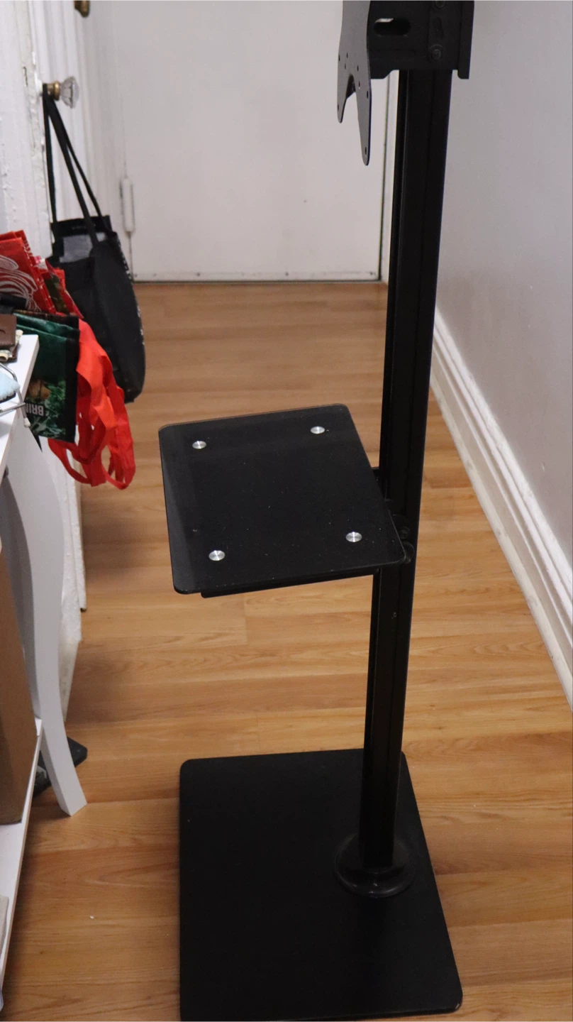 Black TV Floor Stand with Shelf - photo 2