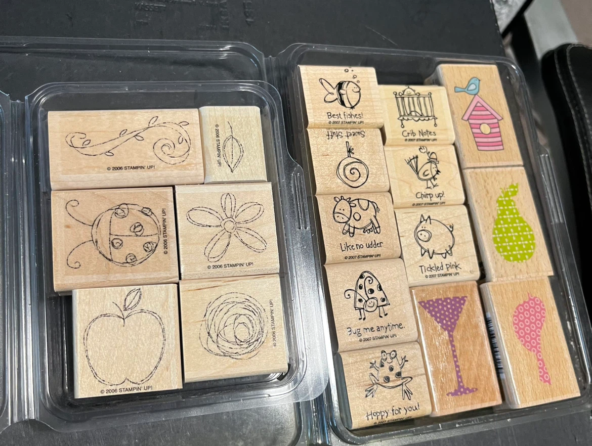 Rubber Stamp Collection, ribbons and embellishments