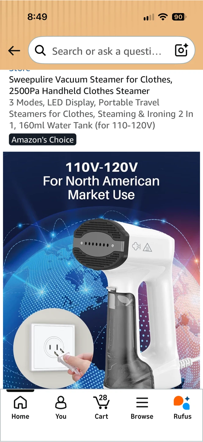 Sweepulire Portable Vacuum Clothes Steamer HM939