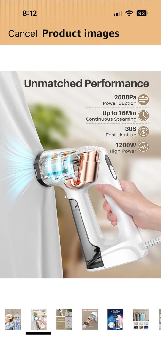 Sweepulire Portable Vacuum Clothes Steamer HM939 - photo 5
