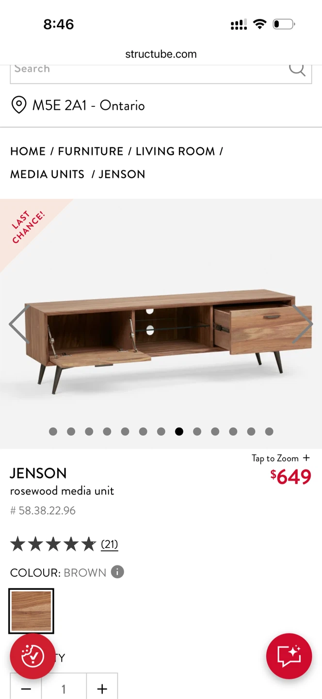 Structube Jensen Rosewood TV Unit/Media Console - photo 3
