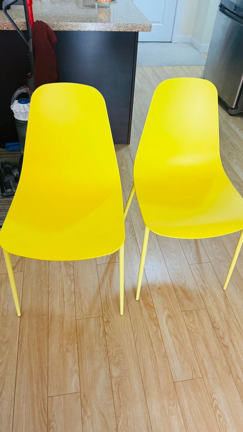 Moving Brand new Two Yellow Modern Dining Chairs