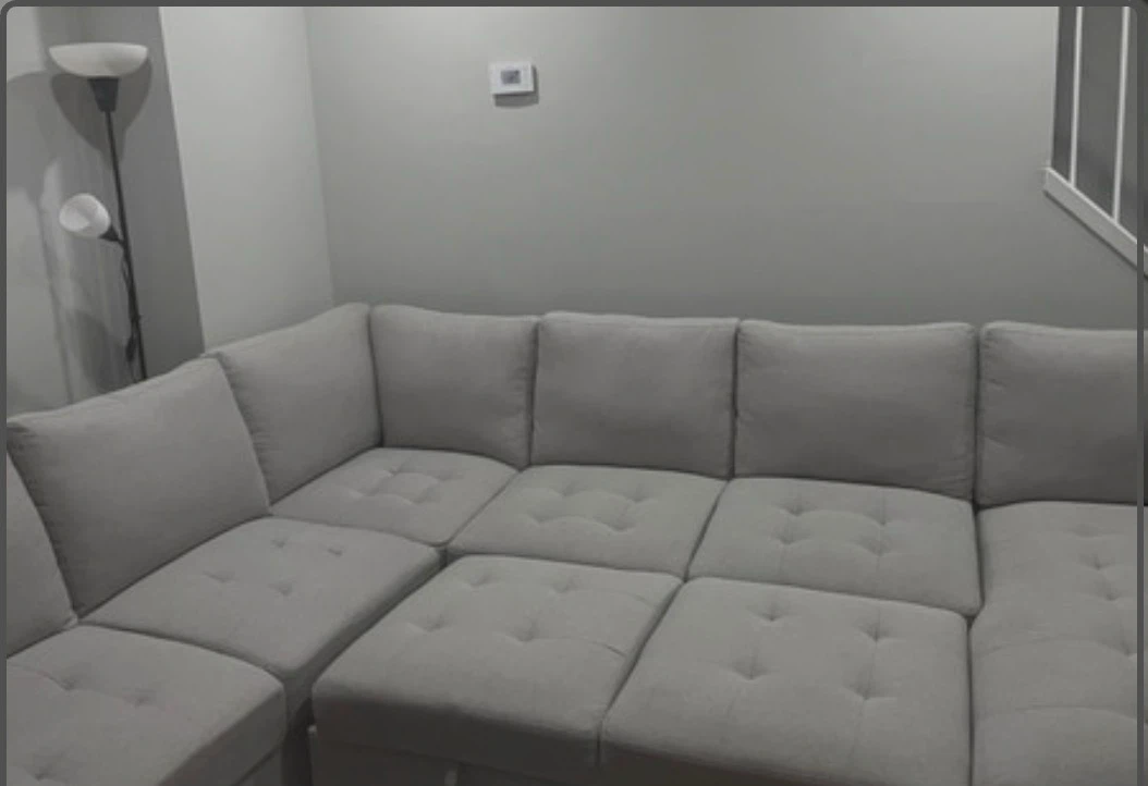 Light Grey Sectional Sofa with Storage - photo 3