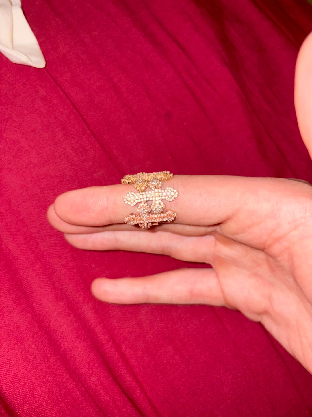Tri-colour Gold Cross Ring 10k