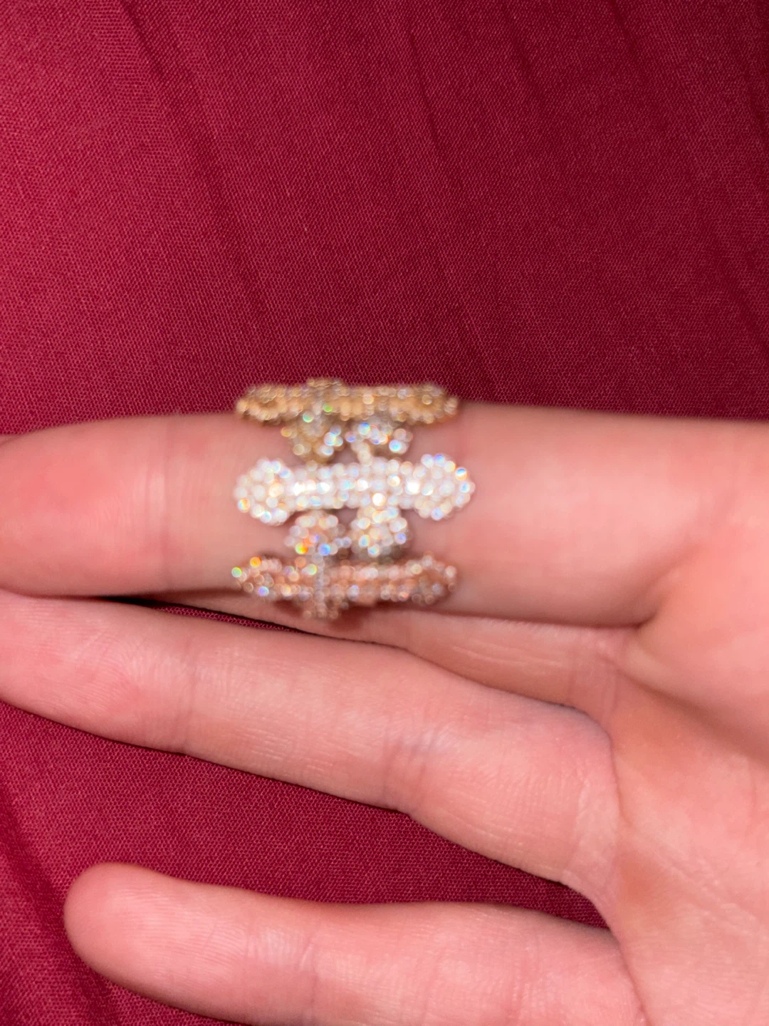 Tri-colour Gold Cross Ring 10k - photo 2