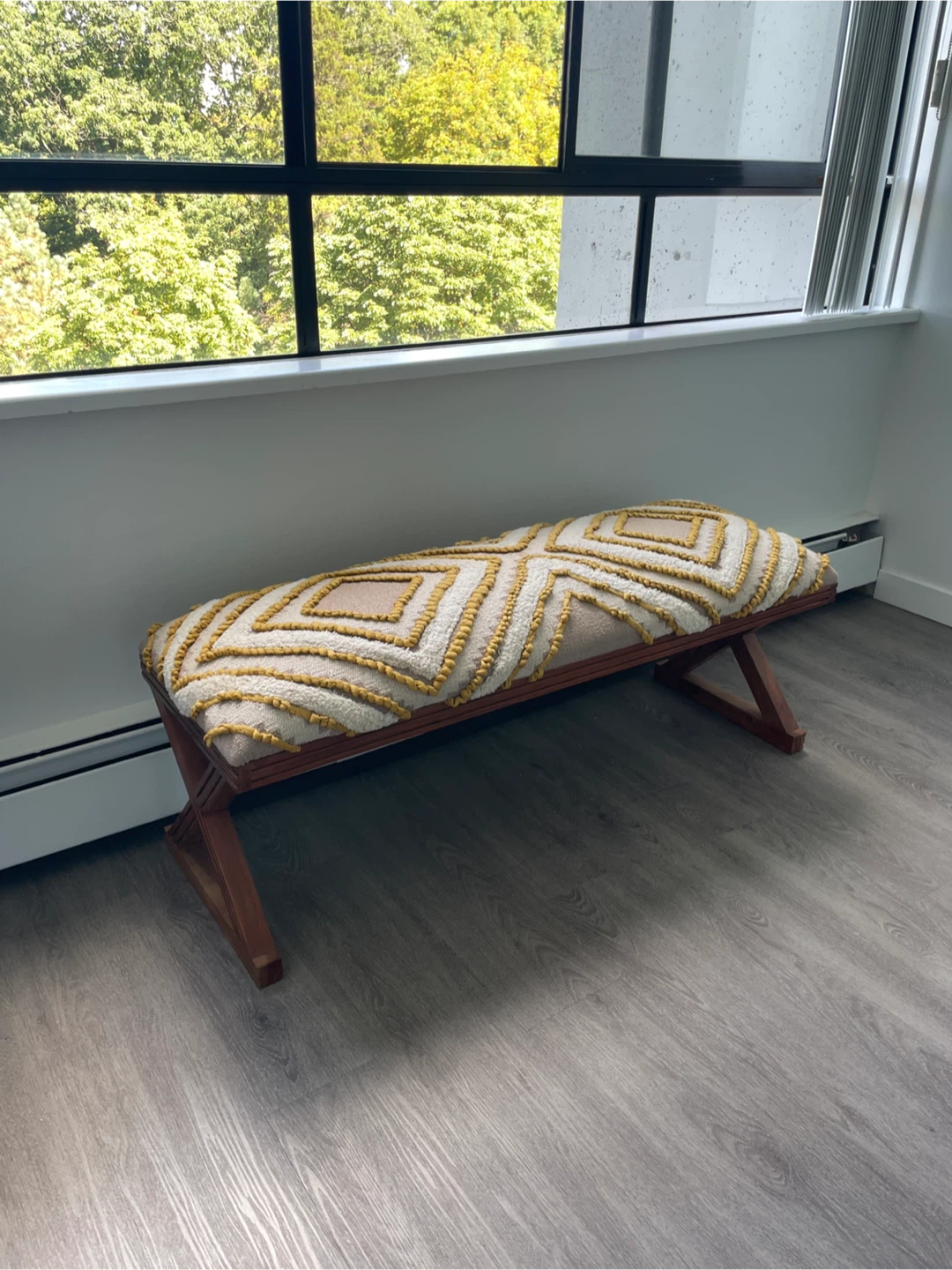 Tufted Bench with Wood Base