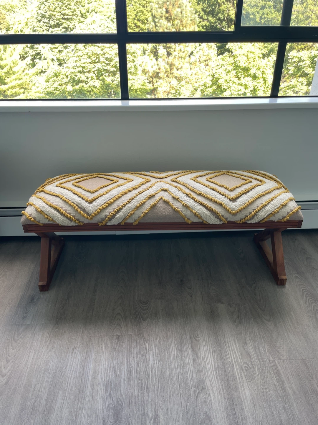 Tufted Bench with Wood Base - photo 2