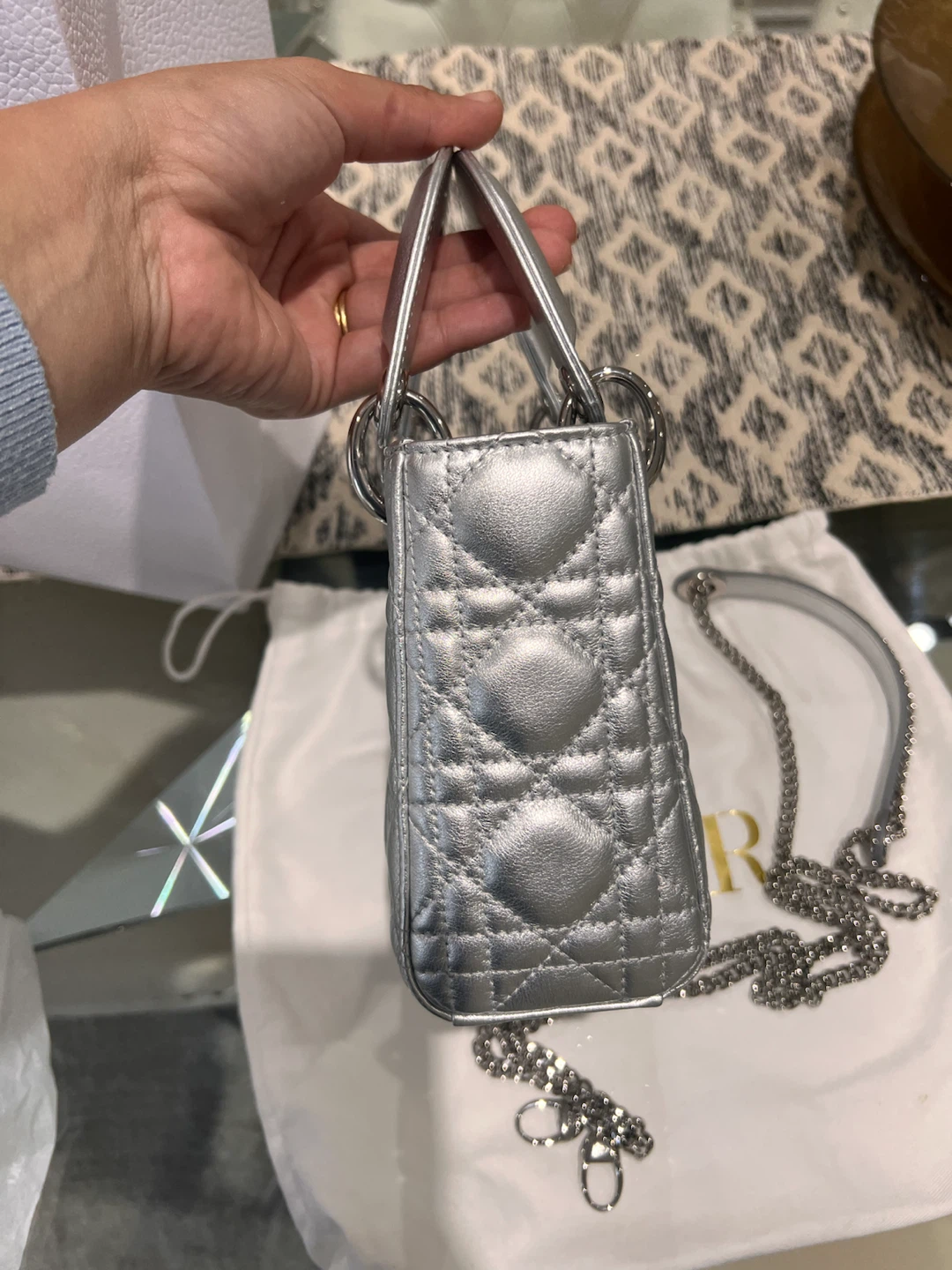 Dior Lady Dior Metallic Silver Mini Bag - photo 4