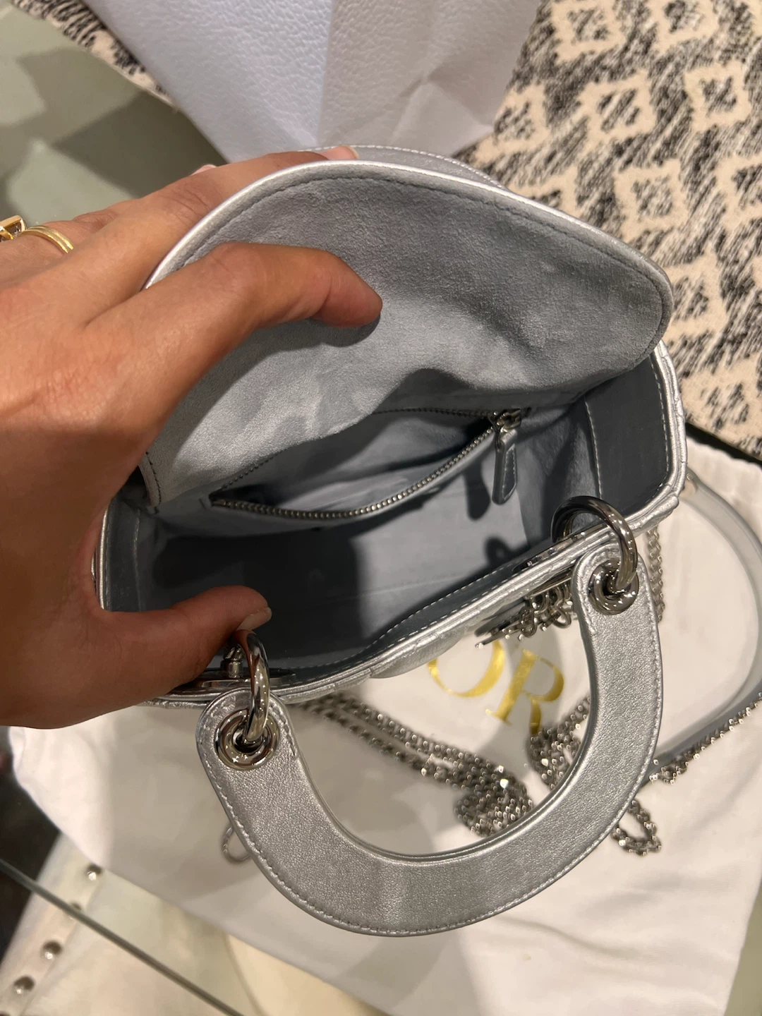Dior Lady Dior Metallic Silver Mini Bag - photo 5