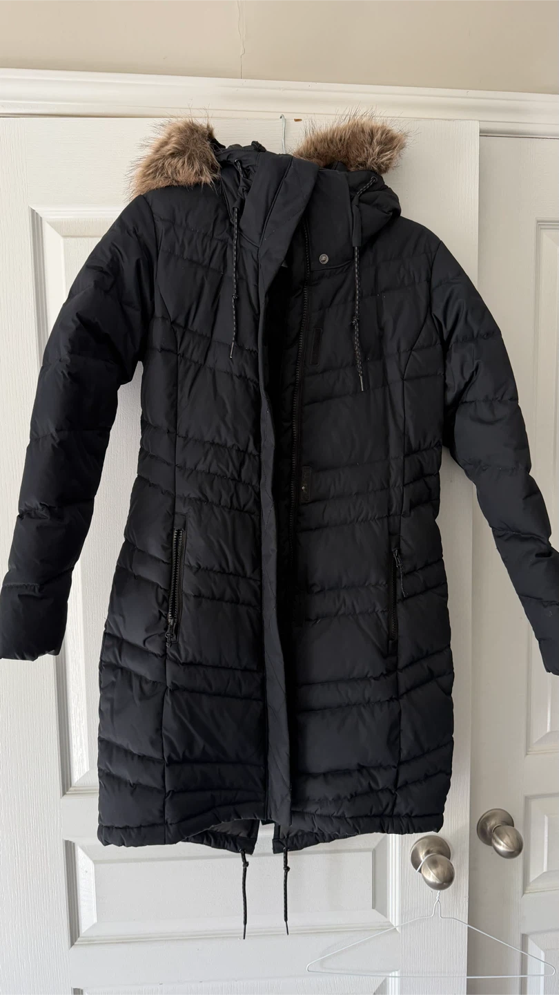 Columbia Black Winter Parka with Faux Fur Hood