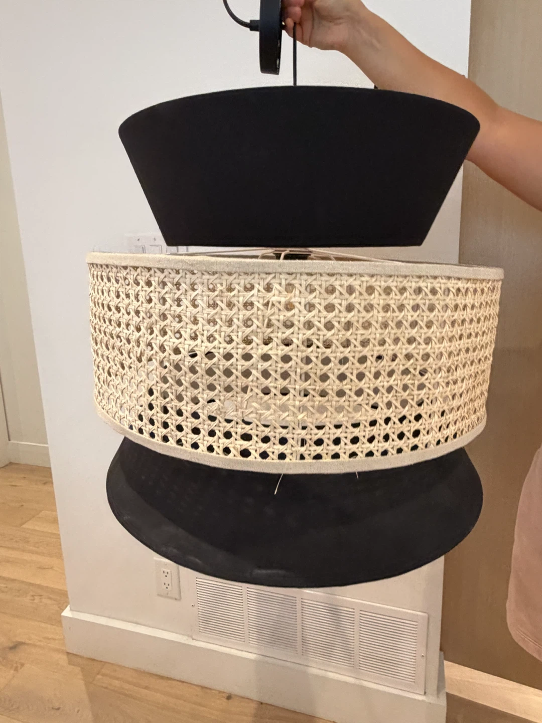 Modern Cane and Fabric Pendant Light - photo 2
