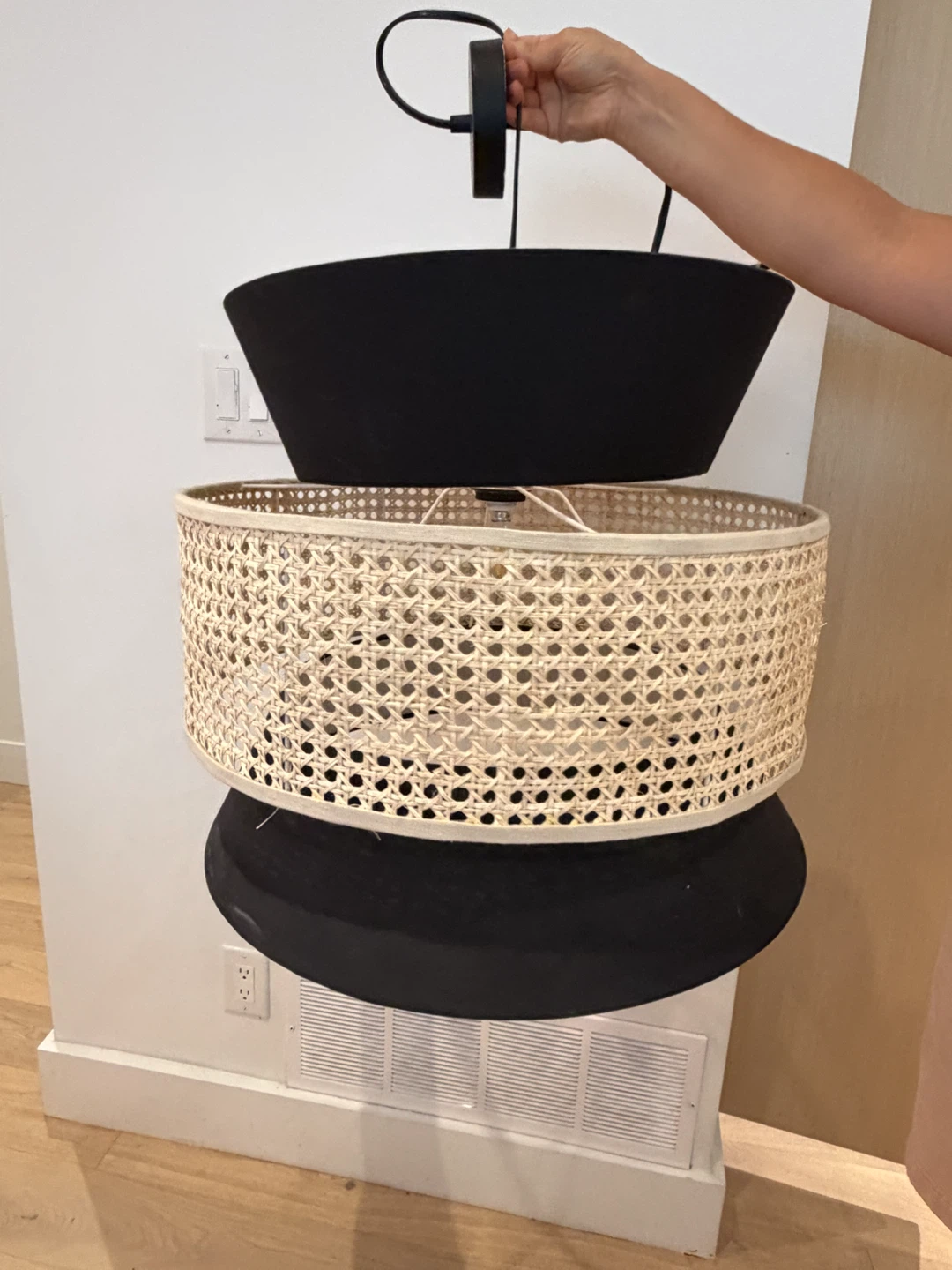 Modern Cane and Fabric Pendant Light - photo 3