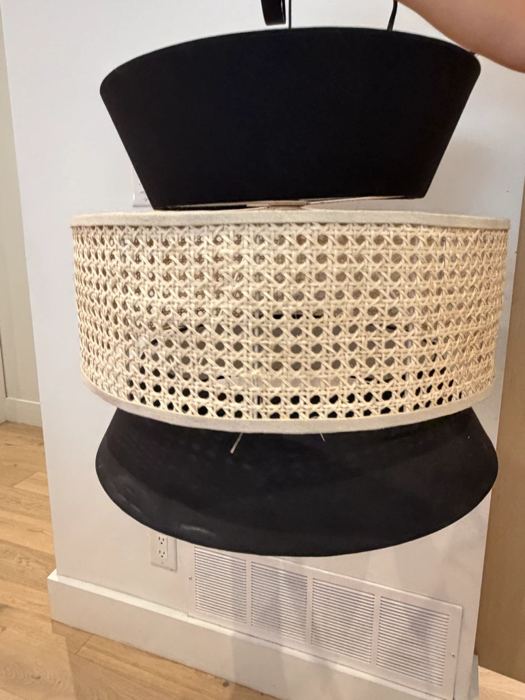 Modern Cane and Fabric Pendant Light - photo 4