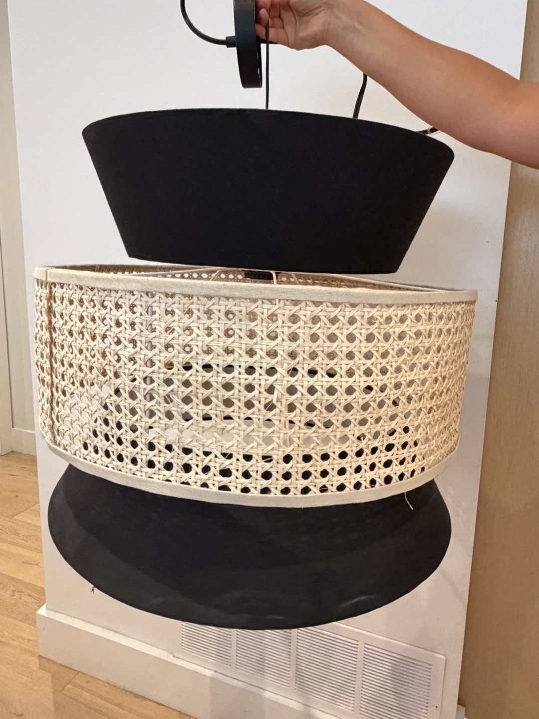 Modern Cane and Fabric Pendant Light - photo 5