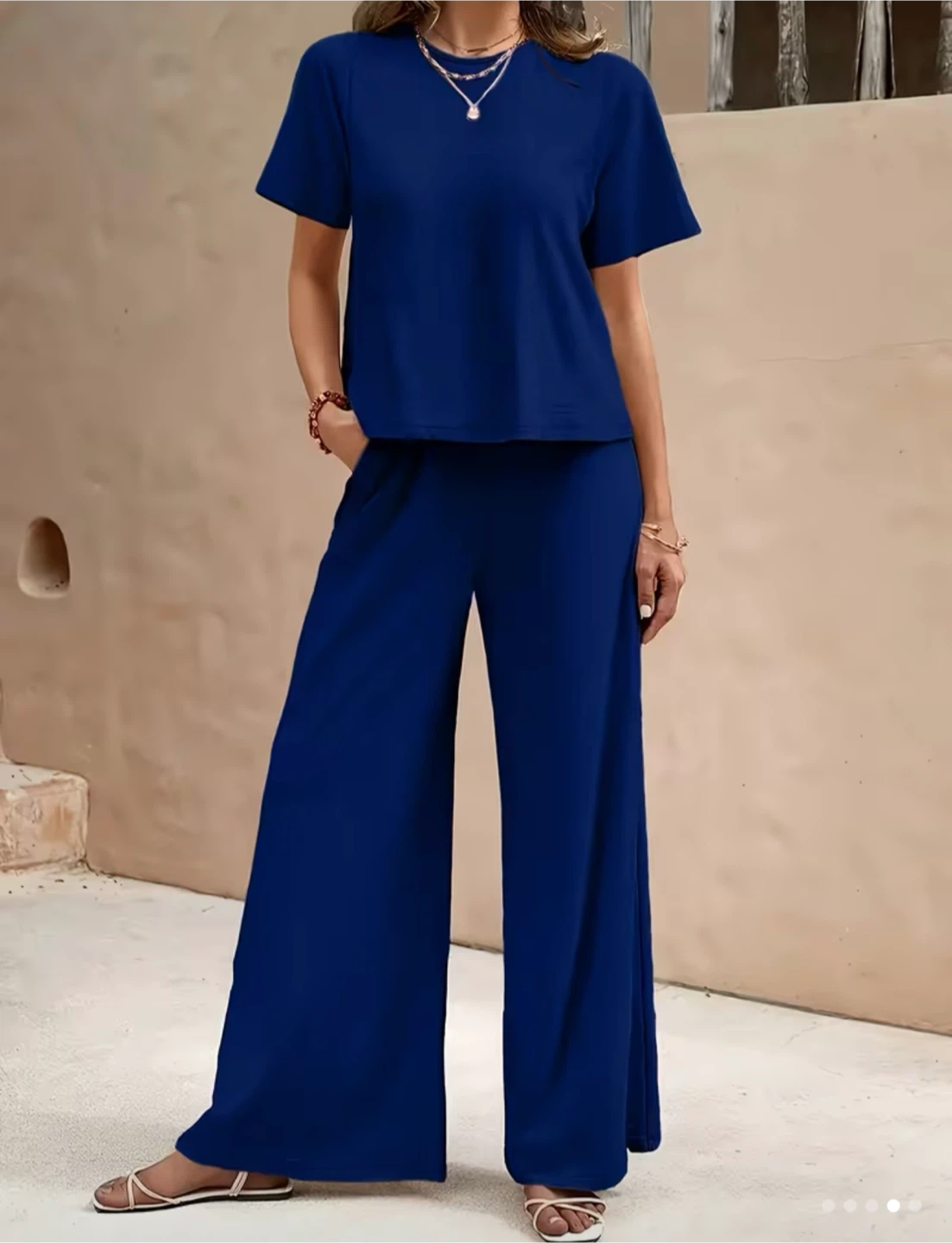 Blue Short Sleeve Wide Leg Pant Set 💙💙💙