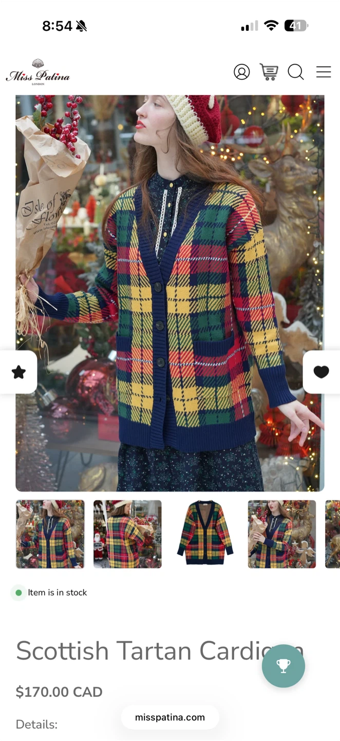 Miss Patina Scottish Tartan Cardigan