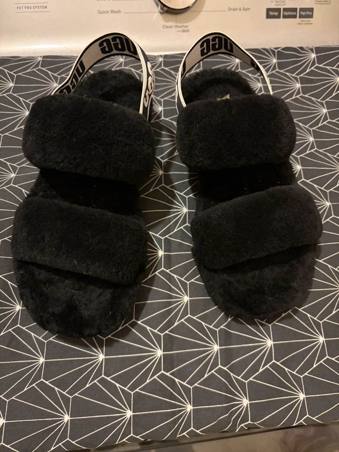 UGG Fluff Yeah Black Slides Size 6
