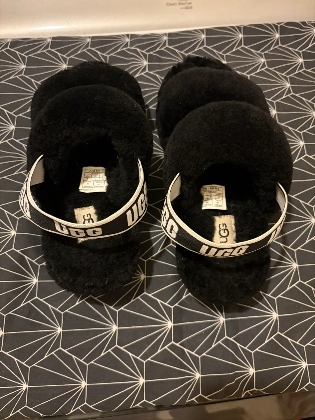 UGG Fluff Yeah Black Slides Size 6 - photo 2